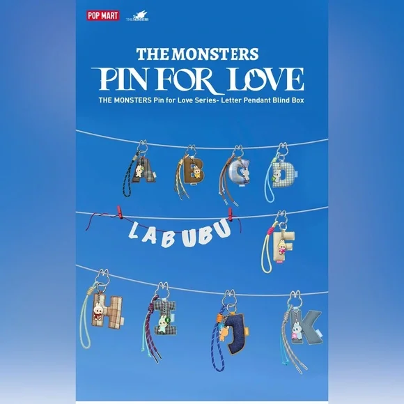 POP MART T Letter Labubu PIN FOR LOVE THE MONSTERS Letter Pendant Confirmed Box - Picture 10 of 14